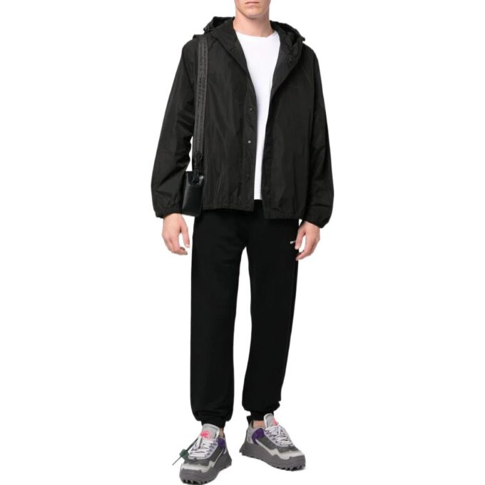 Chaqueta con capucha Off-White para hombre FW22 con estampado del logotipo clásico, versión estándar, negra