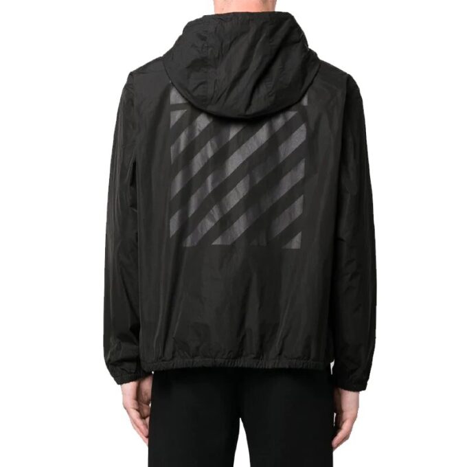 Chaqueta con capucha Off-White para hombre FW22 con estampado del logotipo clásico, versión estándar, negra