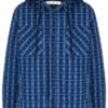 Chaqueta con capucha para hombre, manga larga, estampado de cuadros