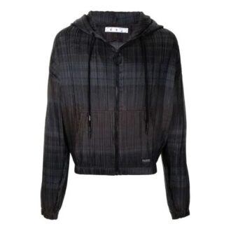 Chaqueta con capucha y cremallera con detalle de rayas, corte holgado, unisex, negra