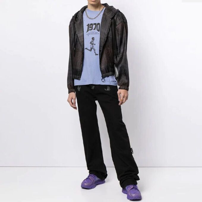 Chaqueta con capucha y cremallera con detalle de rayas, corte holgado, unisex, negra