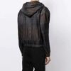 Chaqueta con capucha y cremallera con detalle de rayas, corte holgado, unisex, negra