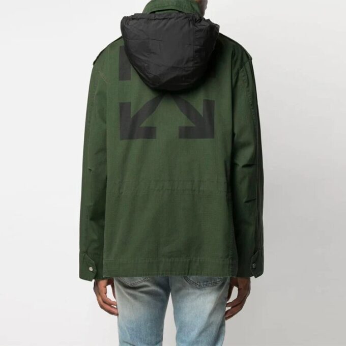 Chaqueta con capucha y cremallera con estampado de Arrows SS21, versión normal, verde