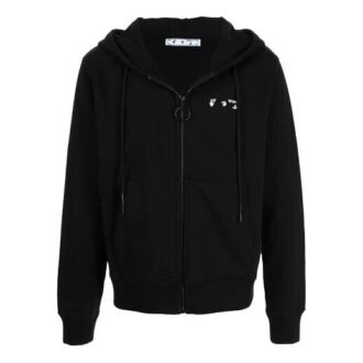 Chaqueta con capucha y cremallera con estampado de logotipo, estilo casual, FW21, corte holgado, negro