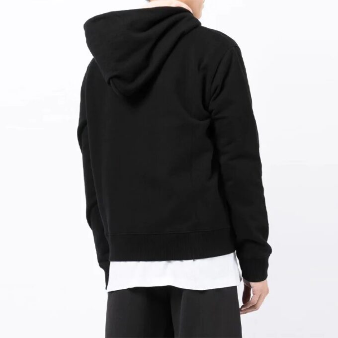 Chaqueta con capucha y cremallera con estampado de logotipo, estilo casual, FW21, corte holgado, negro