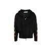 Chaqueta con capucha y cremallera de forro polar, negra