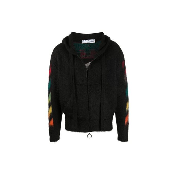 Chaqueta con capucha y cremallera de forro polar, negra