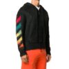 Chaqueta con capucha y cremallera de forro polar, negra