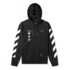 Chaqueta con capucha y cremallera estampada, negra