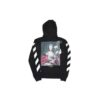 Chaqueta con capucha y cremallera estampada, negra