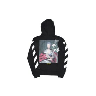 Chaqueta con capucha y cremallera estampada, negra