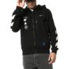 Chaqueta con capucha y cremallera estampada, negra