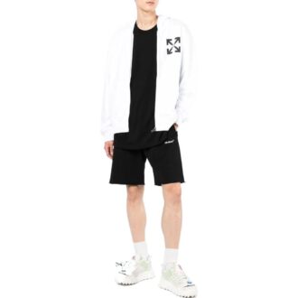 Chaqueta con capucha y cremallera Off-White para hombre, de color liso con estampado del logotipo, en blanco