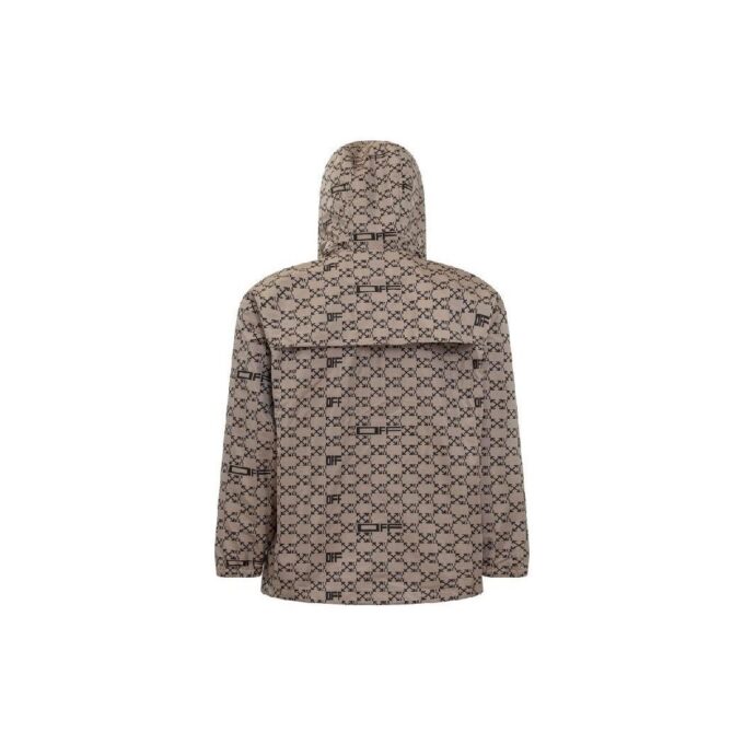 Chaqueta con capucha y cremallera Off-White para hombre, temporada primavera-verano 2022, estampado geométrico completo, corte holgado, color beige