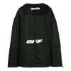 Chaqueta con capucha y cremallera para hombre, estampada, negra