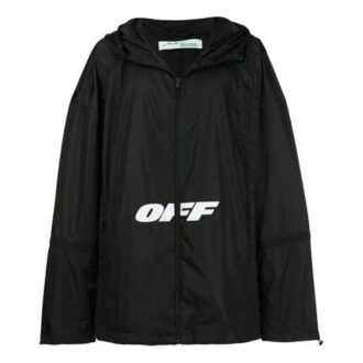 Chaqueta con capucha y cremallera para hombre, estampada, negra