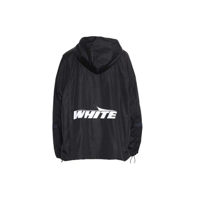 Chaqueta con capucha y cremallera para hombre, estampada, negra