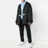 Chaqueta con capucha y cremallera para hombre, estampada, negra