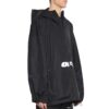 Chaqueta con capucha y cremallera para hombre, estampada, negra