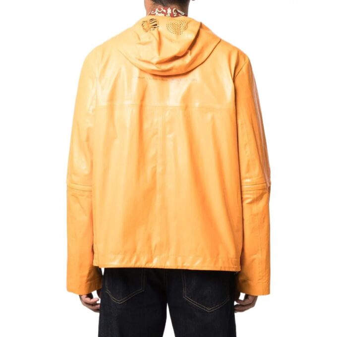 Chaqueta con capucha y cremallera recta de color liso Off-White para hombre, colección Otoño-Invierno 2022, versión naranja-amarillo