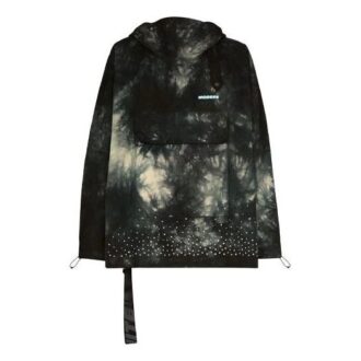 Chaqueta con capucha y cuello redondo para hombre Off-White, estilo tie-dye con cristales, corte holgado, color negro