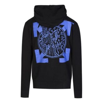 Chaqueta con capucha y estampado azul, color negro