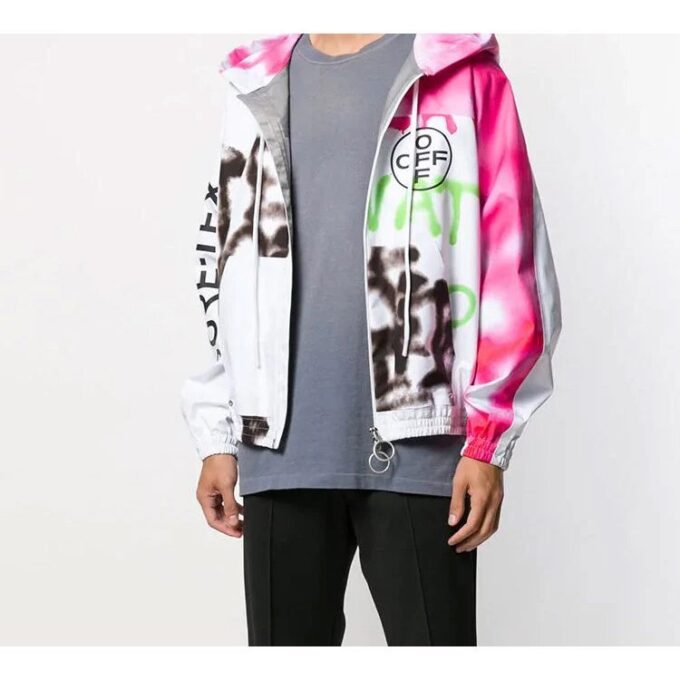Chaqueta con capucha y estampado de grafitis de Goretex para hombre, multicolor