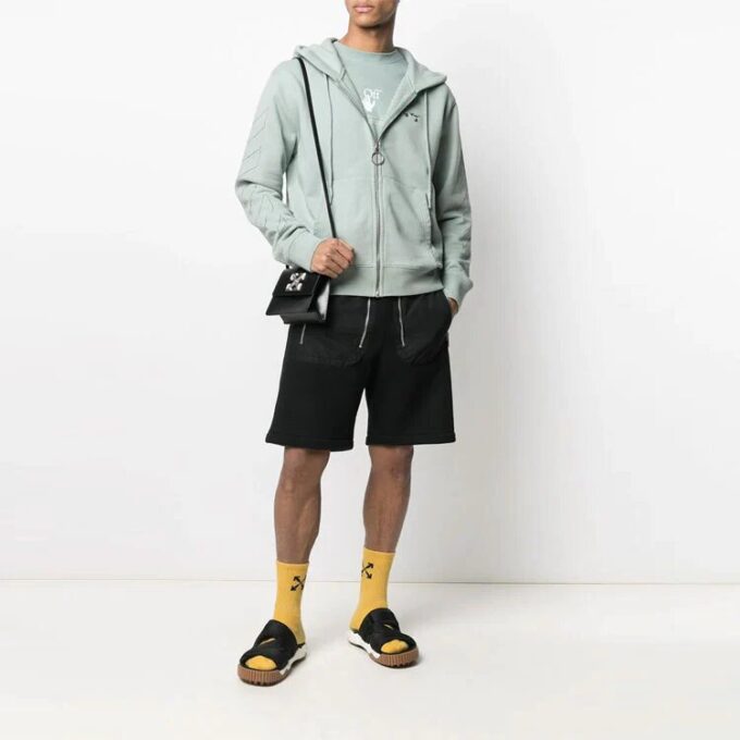 Chaqueta con capucha y estampado de logotipo a rayas de la colección primavera-verano 2021, verde