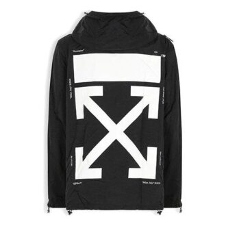 Chaqueta con capucha y estampado del logotipo en la espalda, color negro