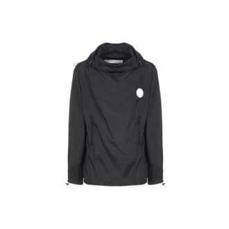 Chaqueta con capucha y estampado del logotipo en la espalda, color negro