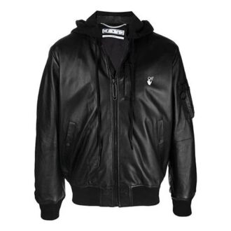 Chaqueta con capucha y estampado SS21, negra