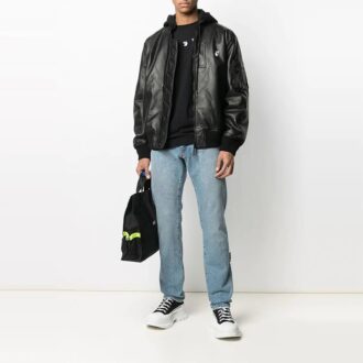 Chaqueta con capucha y estampado SS21, negra