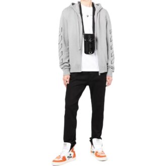 Chaqueta con capucha y logo estampado Off-White para hombre FW22, color liso, versión gris claro