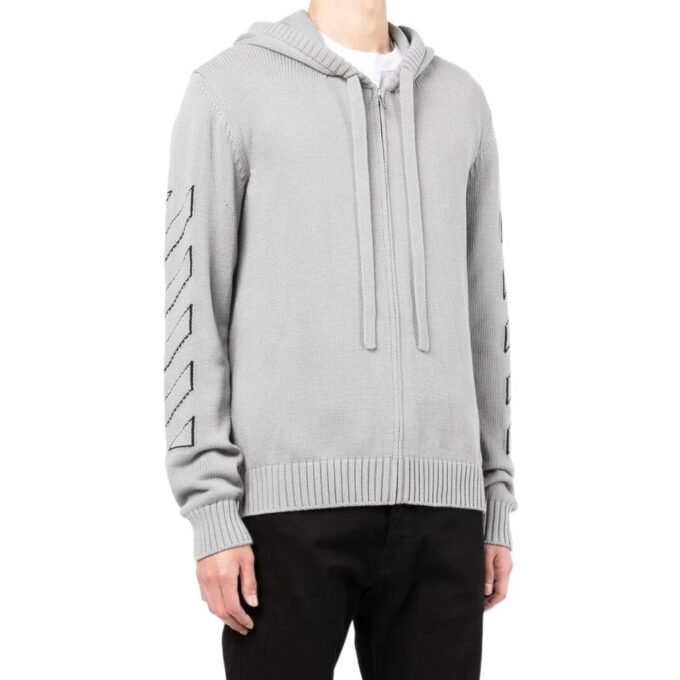 Chaqueta con capucha y logo estampado Off-White para hombre FW22, color liso, versión gris claro