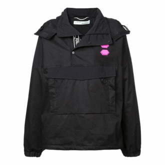 Chaqueta con capucha y logo Off-White para hombre, corte holgado, color negro
