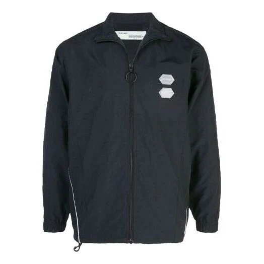 Chaqueta con cremallera, cuello alto y corte entallado, color liso, negra