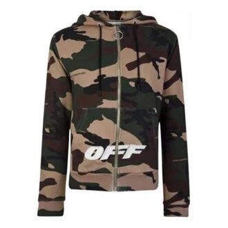 Chaqueta con cremallera de camuflaje verde