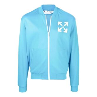 Chaqueta con cremallera de color liso y estampado de logotipo SS22 Azul