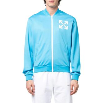 Chaqueta con cremallera de color liso y estampado de logotipo SS22 Azul
