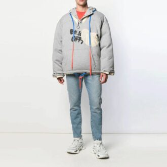Chaqueta con cremallera de corte holgado y estampado de letras de grafiti a doble cara para hombre de Off-White, color gris