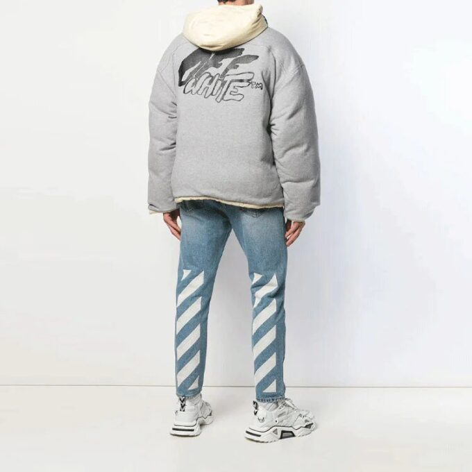 Chaqueta con cremallera de corte holgado y estampado de letras de grafiti a doble cara para hombre de Off-White, color gris