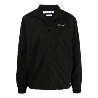 Chaqueta con cremallera en la solapa y color liso para hombre de Off-White, negra
