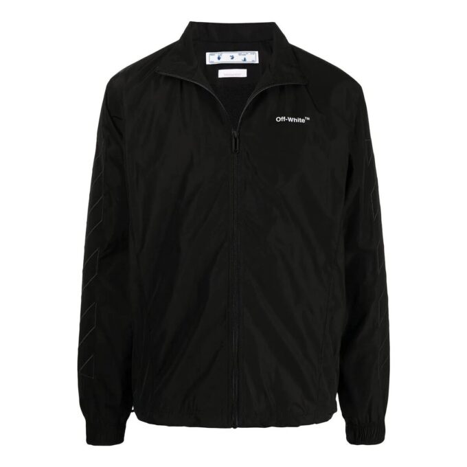 Chaqueta con cremallera en la solapa y color liso para hombre de Off-White, negra