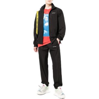 Chaqueta con cremallera en la solapa y color liso para hombre de Off-White, negra