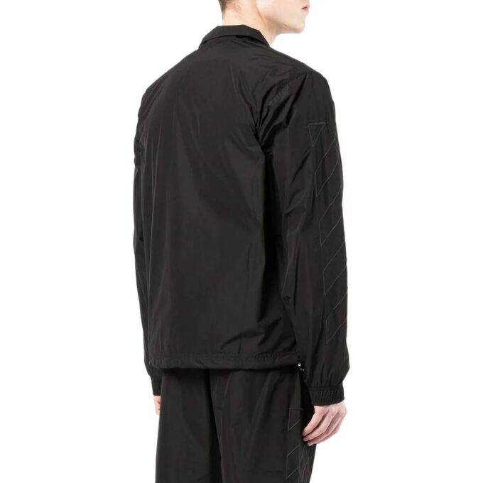 Chaqueta con cremallera en la solapa y color liso para hombre de Off-White, negra