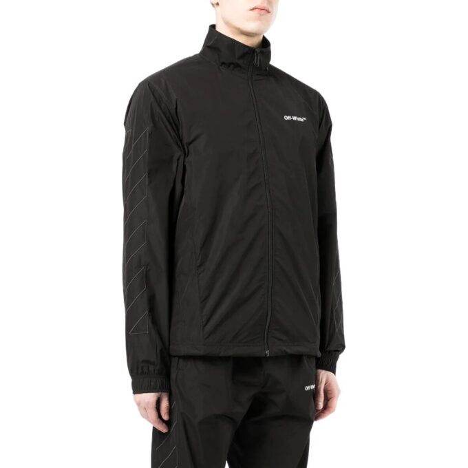 Chaqueta con cremallera en la solapa y color liso para hombre de Off-White, negra