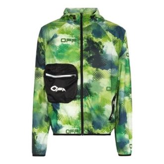 Chaqueta con cremallera y estampado de camuflaje, versión verde