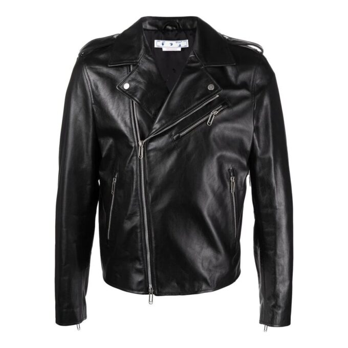 Chaqueta con cremallera y estampado de sarga Off-White para hombre FW22, color negro