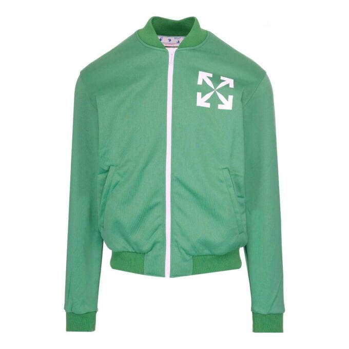 Chaqueta con cremallera y estampado verde