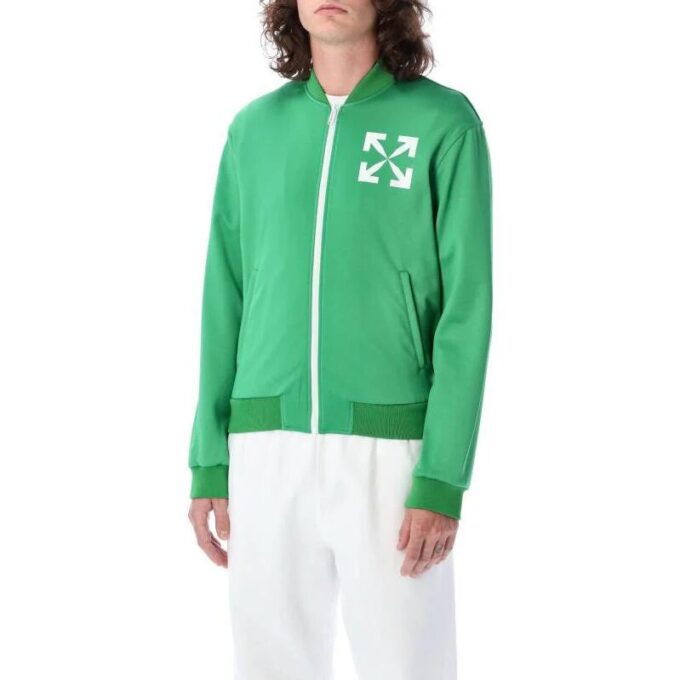 Chaqueta con cremallera y estampado verde